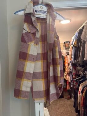 Love Tree Plaid Vest in Mauve, Cream & Mustard